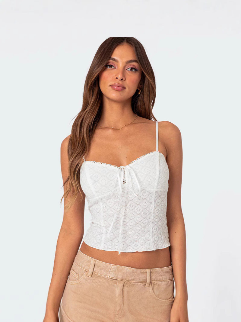 One collar hollowed out bow tie strap with small suspender