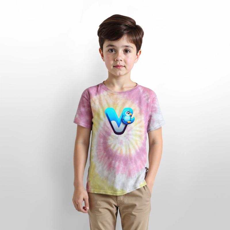 Bright Blue Bird Monogram Letter V