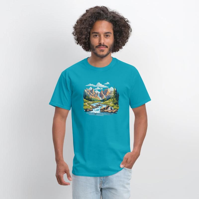 Camping Hiking Nature Mountain River T-Shirt
