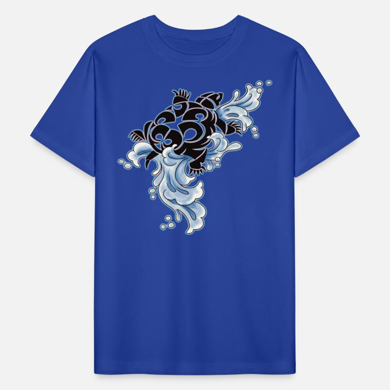 Tribal Turtle Riding Waves - Kids Shirt Designs
