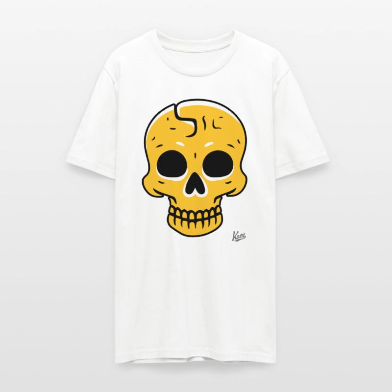 Yellow Cartoon Skull with Crack Graphic Style