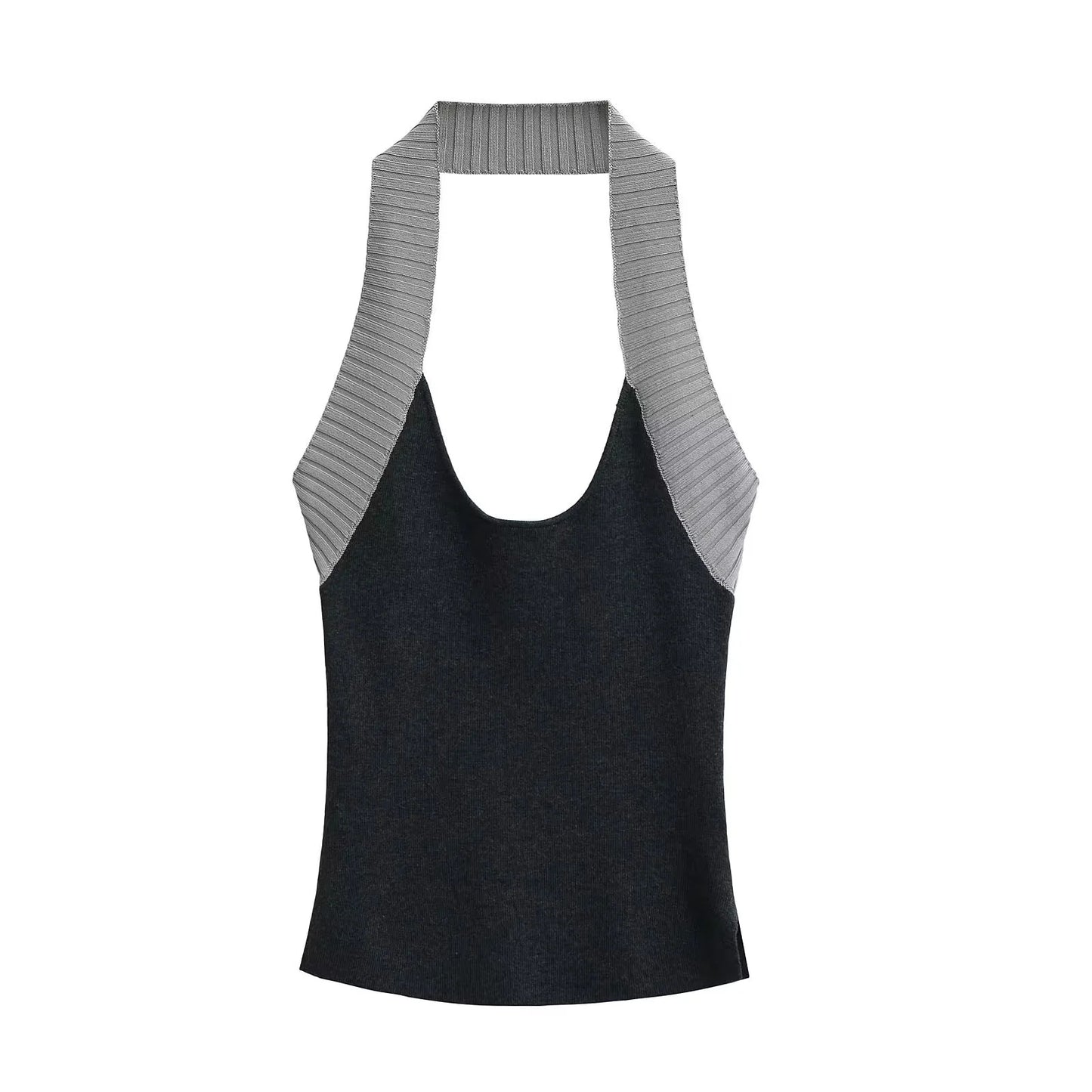 Color blocking U-neck hanging neck knitted camisole vest