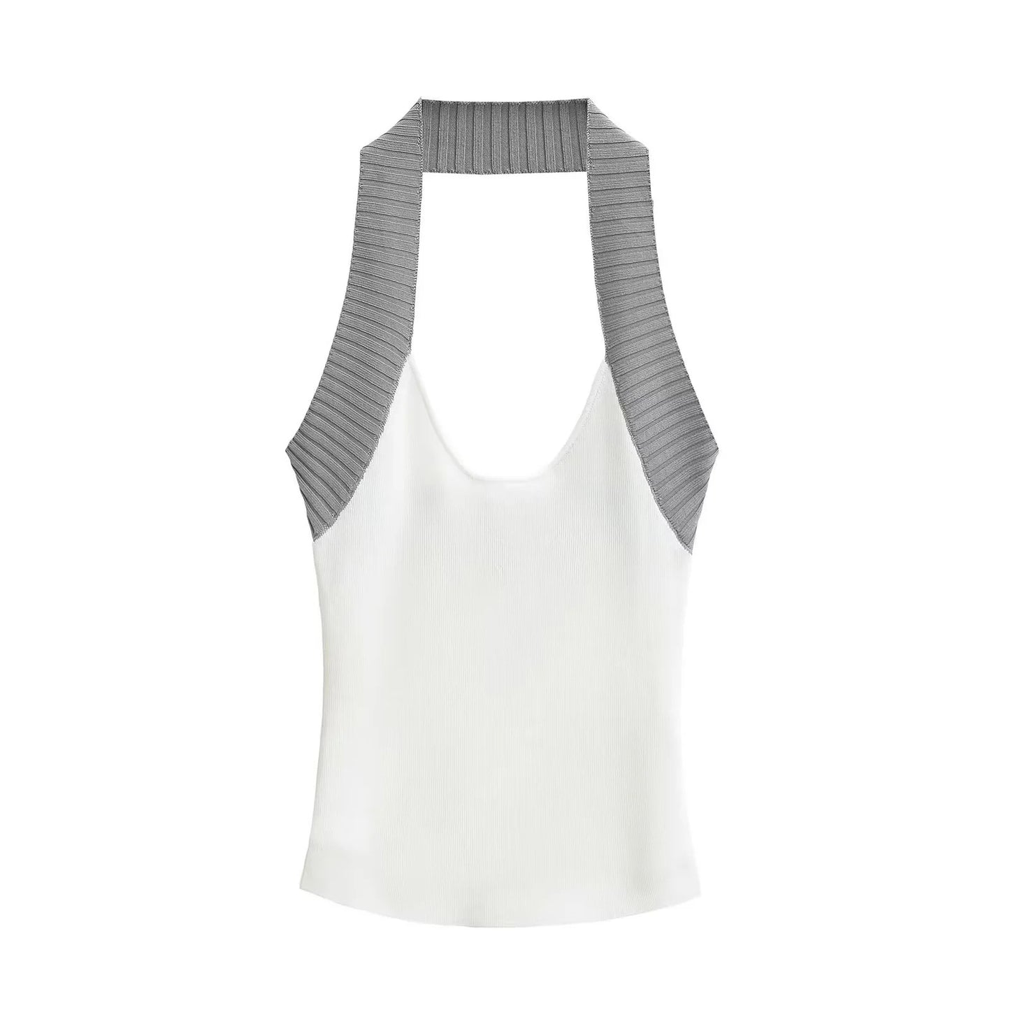 Color blocking U-neck hanging neck knitted camisole vest