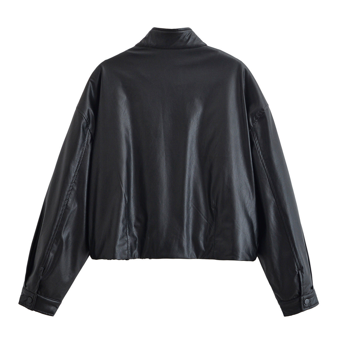 Street black stand up collar jacket women's clothing