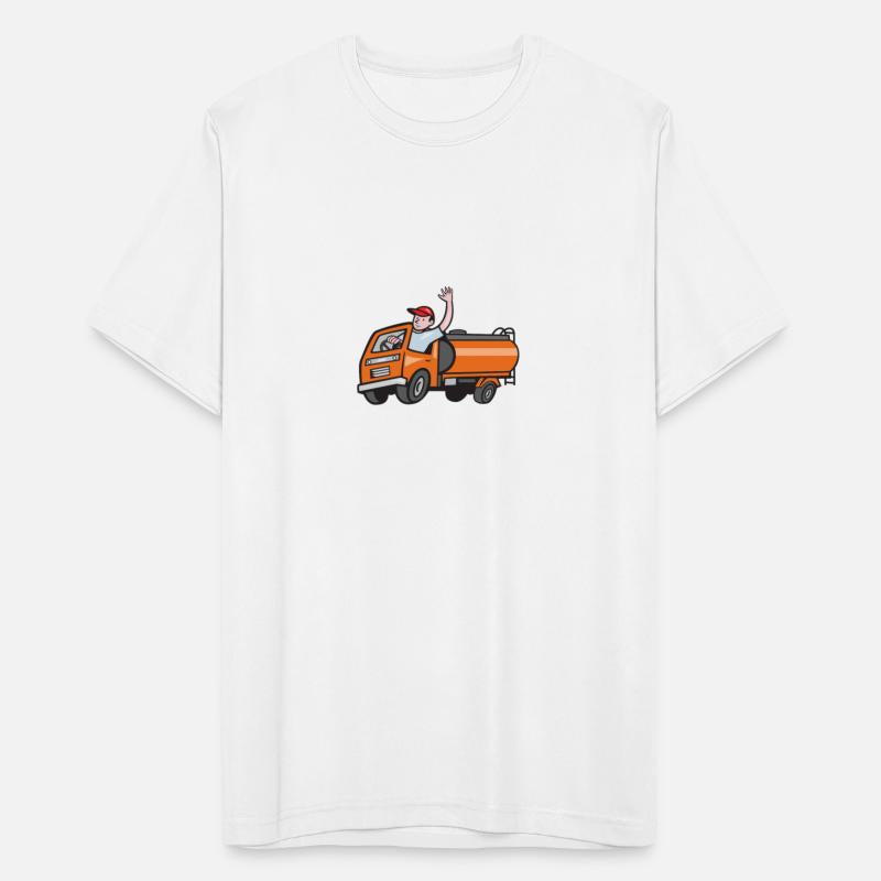 4 Wheeler Tanker Truck Driver Waving Cartoon