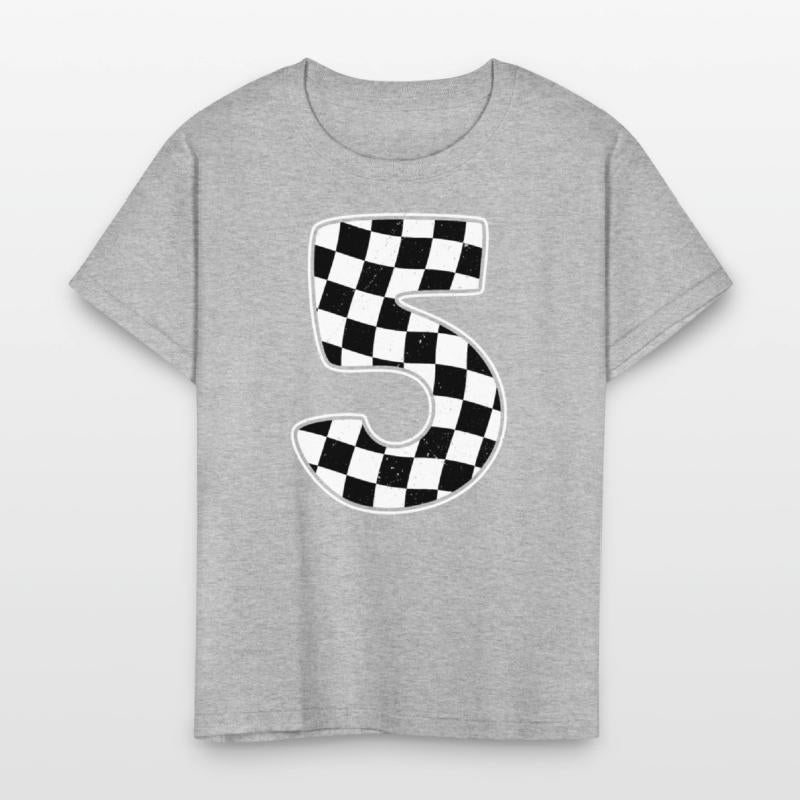 5th Birthday Checkered Number 5 Car Racing Flag