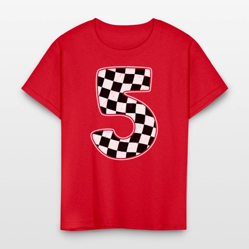 5th Birthday Checkered Number 5 Car Racing Flag