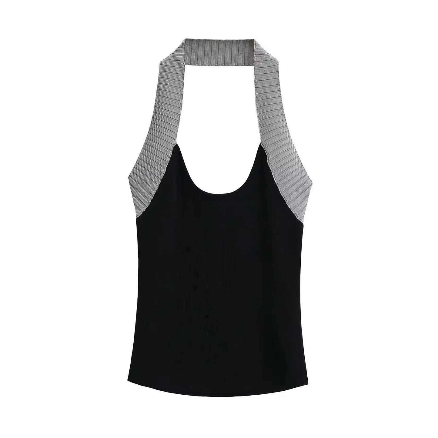 Color blocking U-neck hanging neck knitted camisole vest