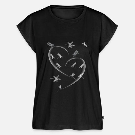 A broken heart with dragonflies. Gothic style.