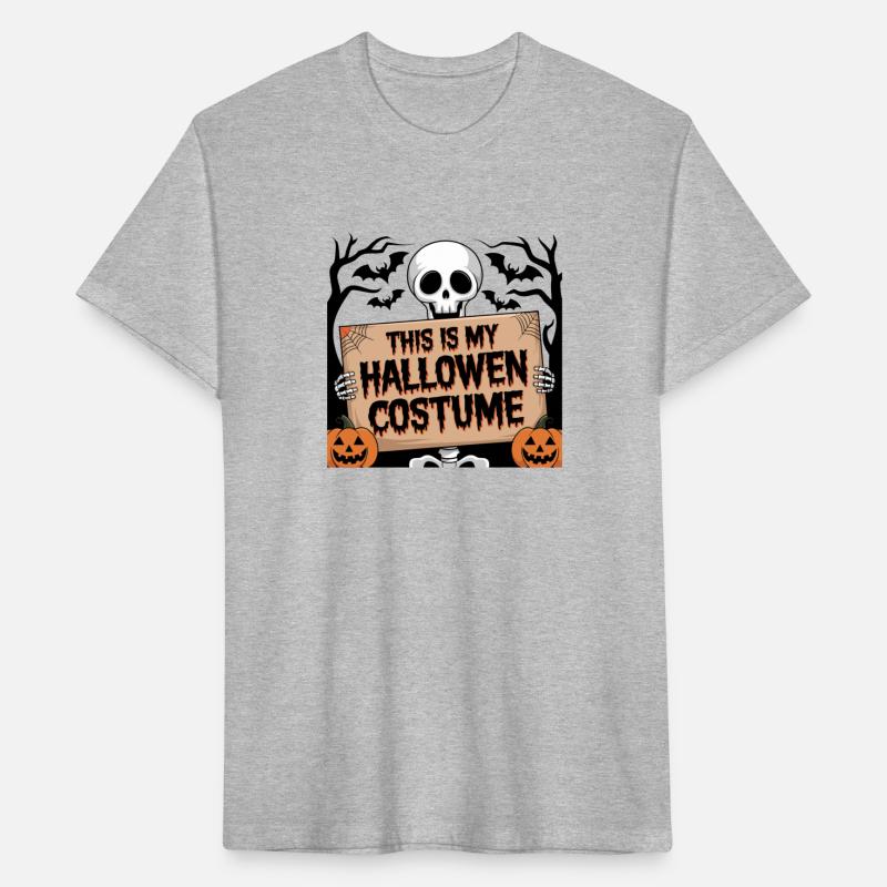 A Halloween illustration of a skeleton holding