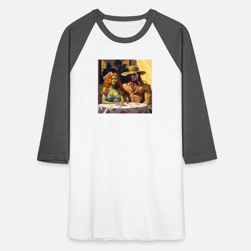 A painting of a man and a woman sitting at a table