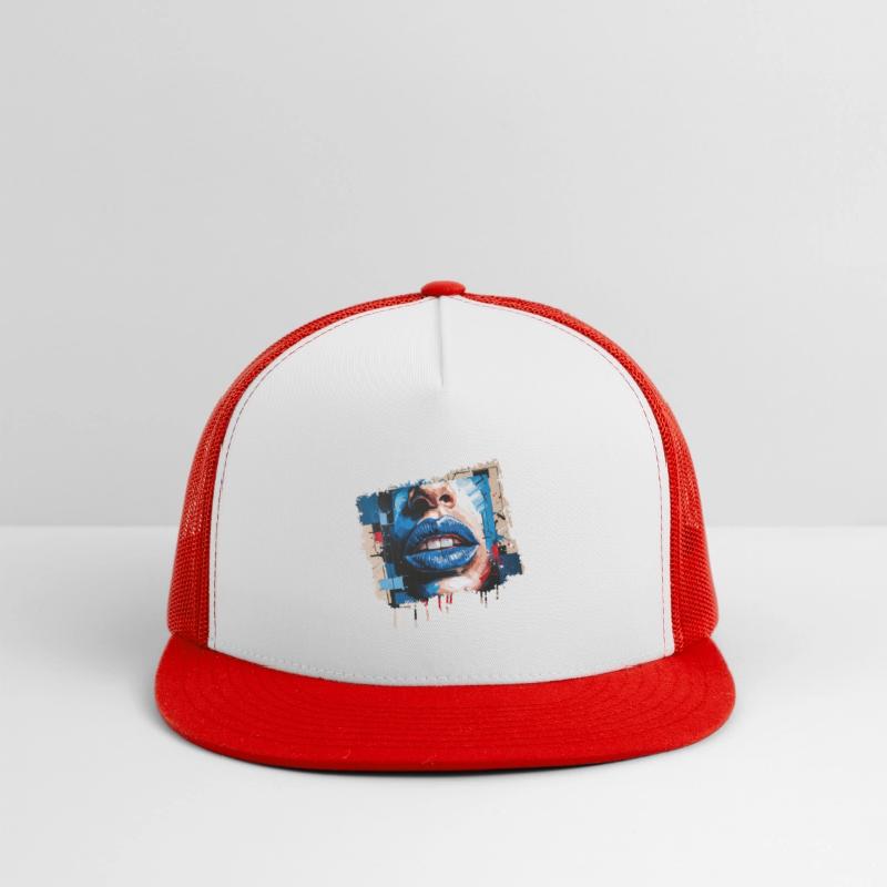 Abstract lips painted with a colorful brush