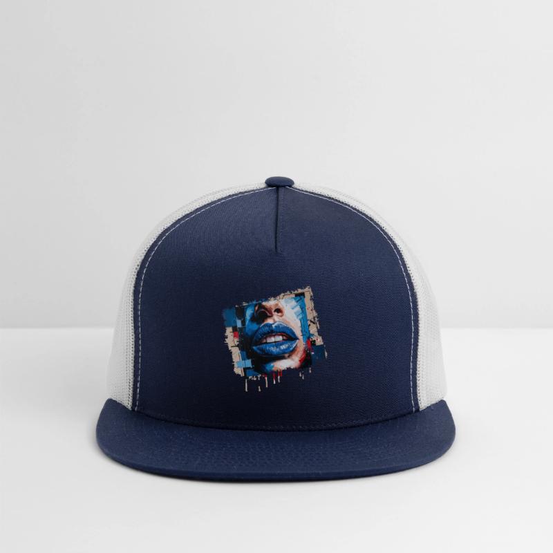 Abstract lips painted with a colorful brush