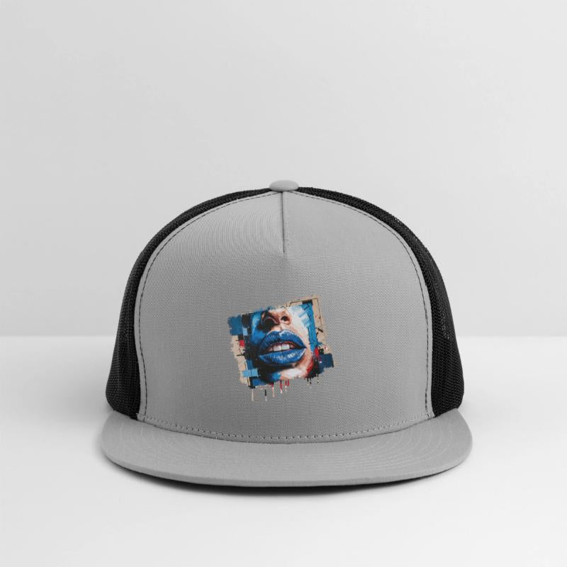 Abstract lips painted with a colorful brush