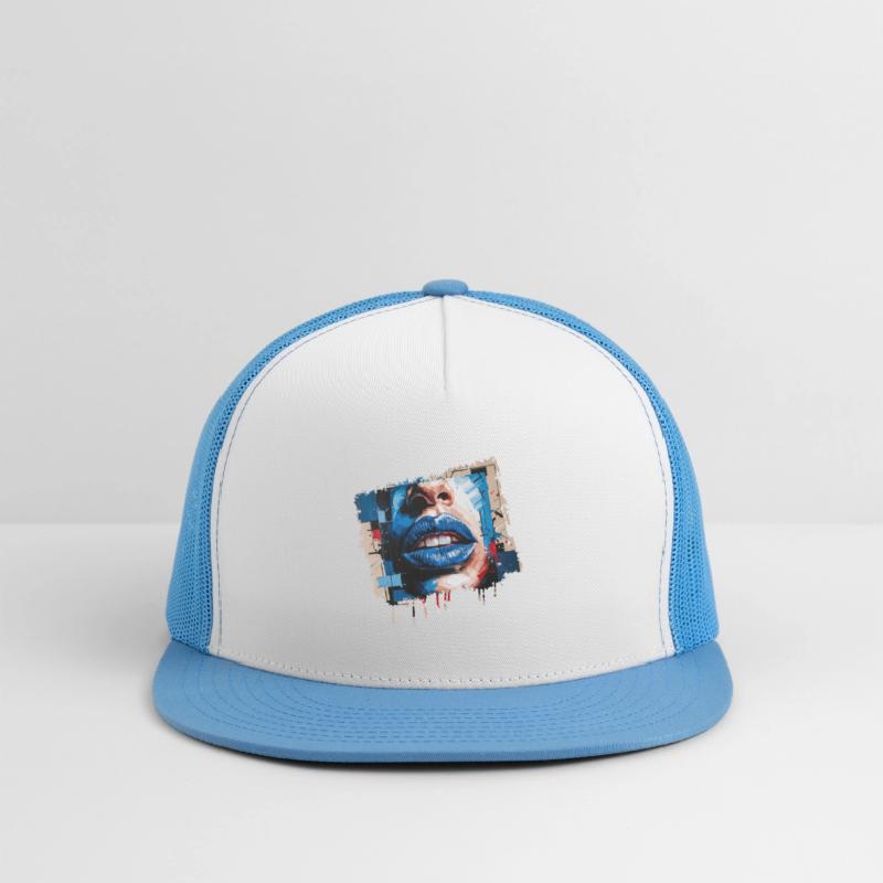 Abstract lips painted with a colorful brush