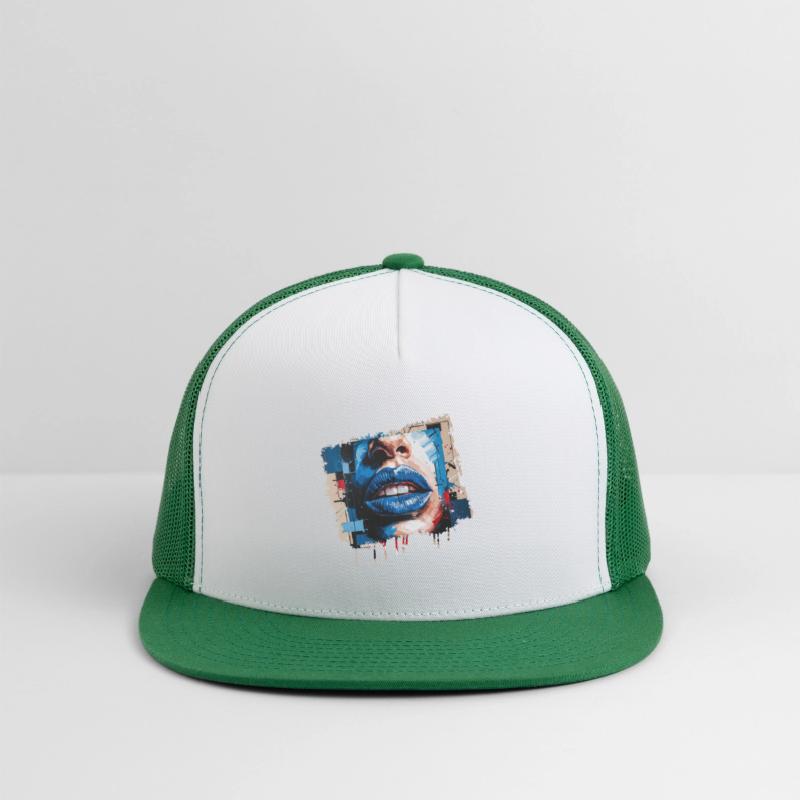 Abstract lips painted with a colorful brush