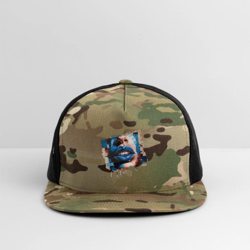 Abstract lips painted with a colorful brush