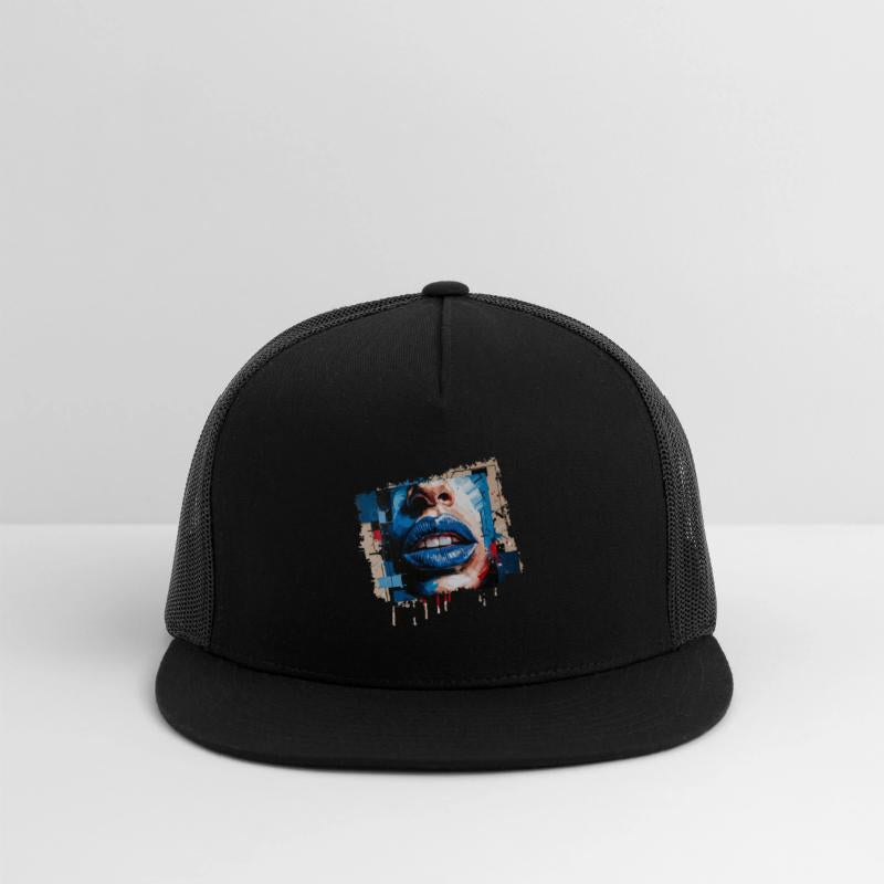 Abstract lips painted with a colorful brush