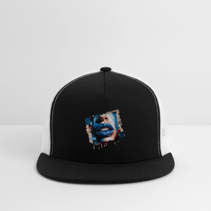 Abstract lips painted with a colorful brush