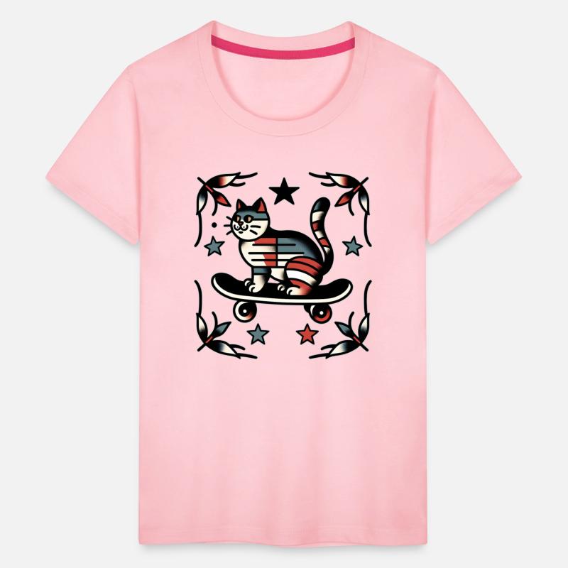 AI Traditional Tattoo Cat on Skateboard