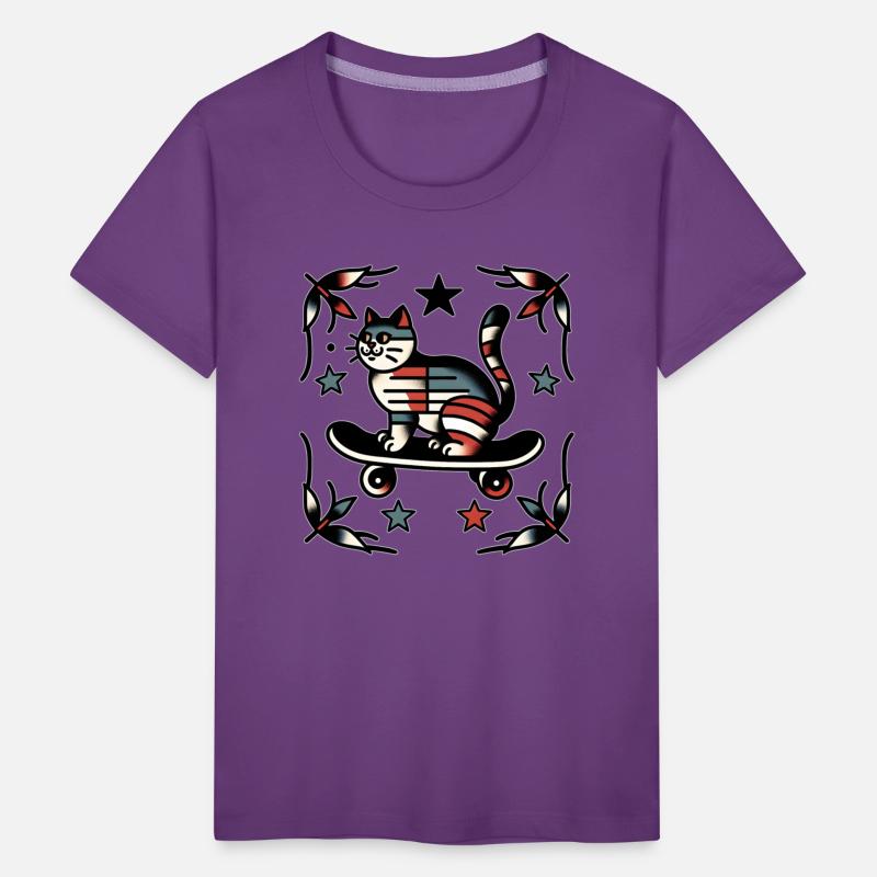 AI Traditional Tattoo Cat on Skateboard