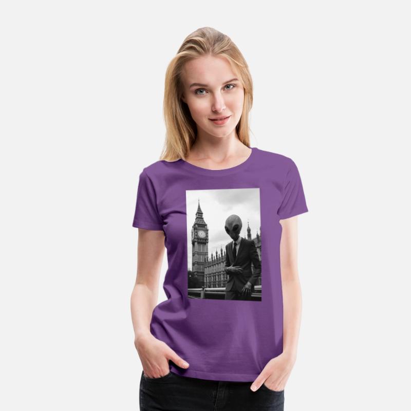 Alien in Suit at London's Parliament - B&W Photo