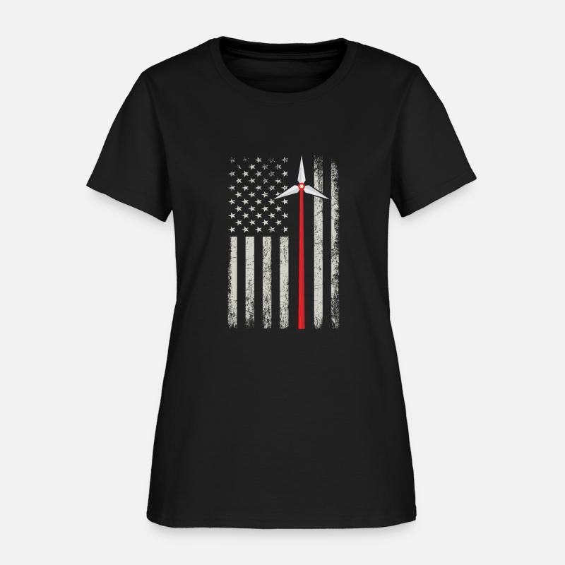 American Flag Engineer T shirt Wind Turbine