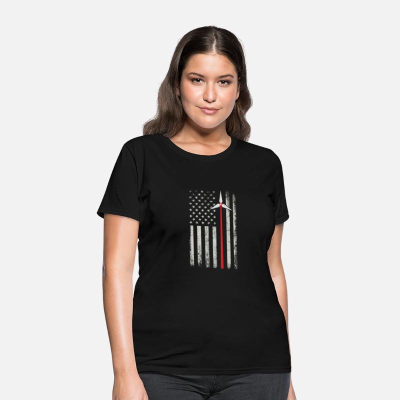American Flag Engineer T shirt Wind Turbine