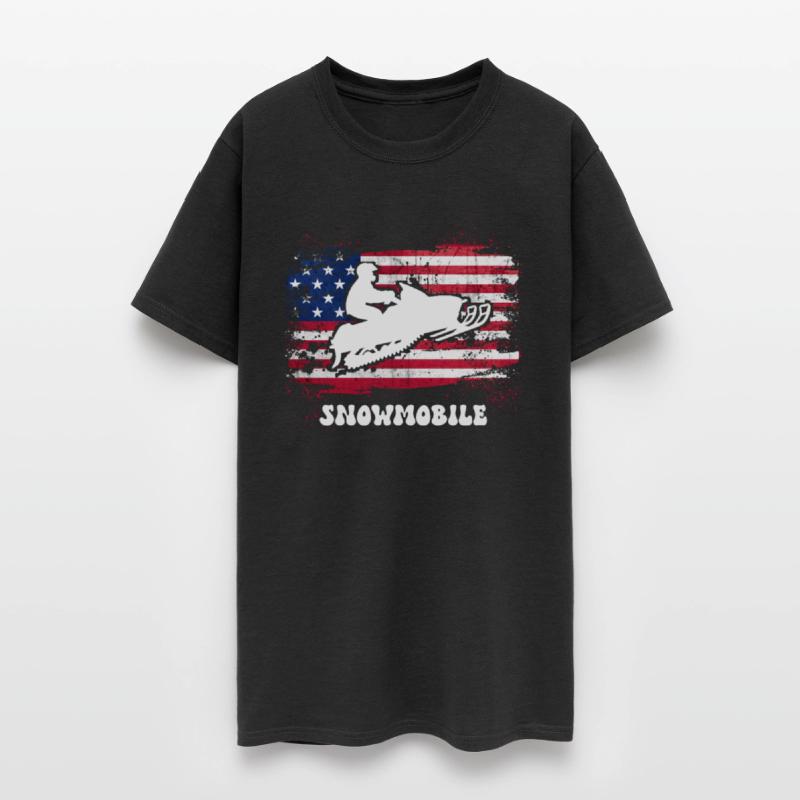 American Flag Snowmobile Rider Snowmobiling Winter