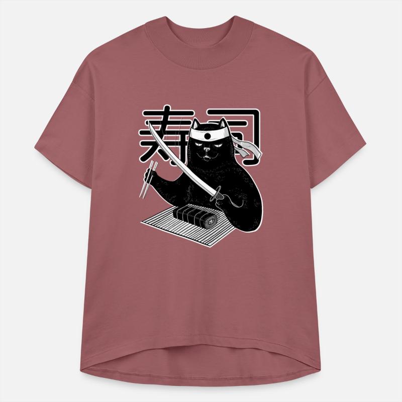 Black Cat Chef Sushi Funny Food Cute Pet Samurai