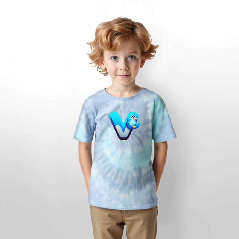 Bright Blue Bird Monogram Letter V