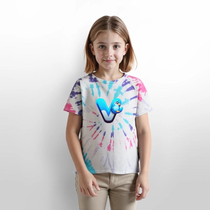 Bright Blue Bird Monogram Letter V