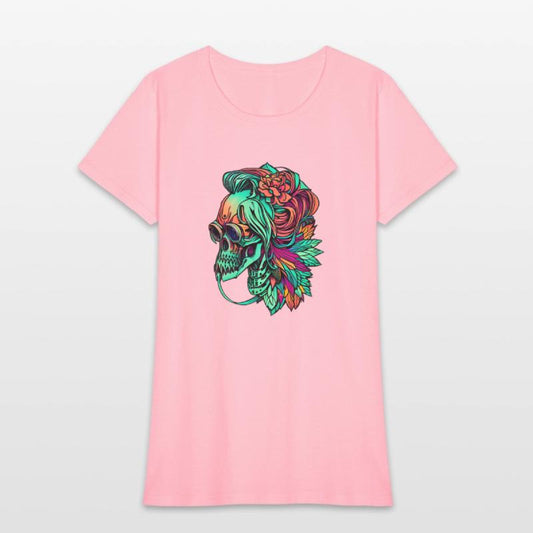 Chic Skull Portrait with Flowing Hair