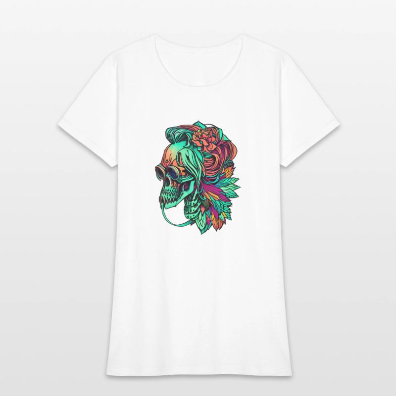 Chic Skull Portrait with Flowing Hair