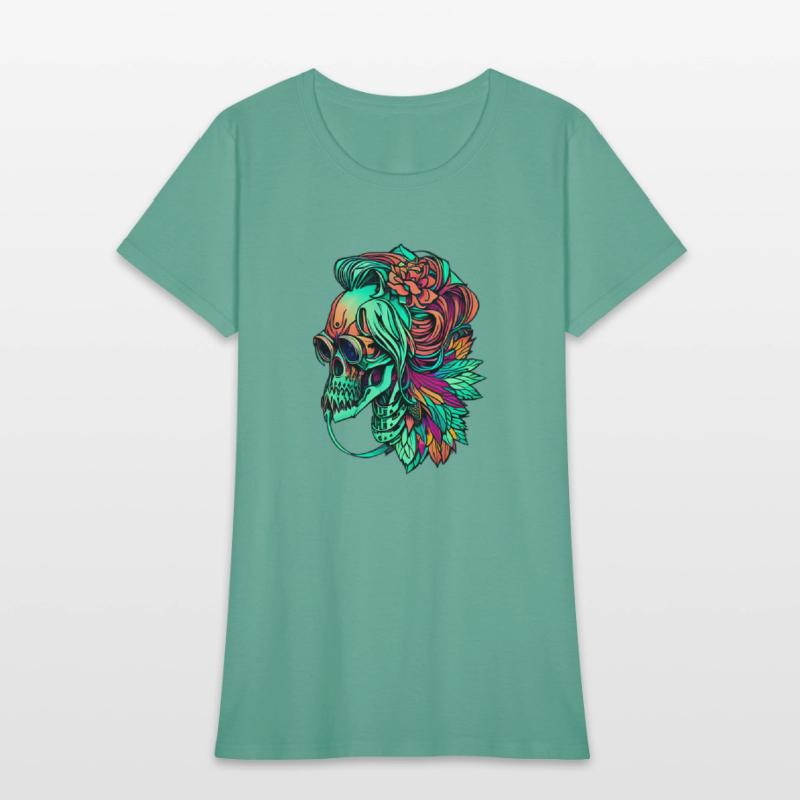 Chic Skull Portrait with Flowing Hair