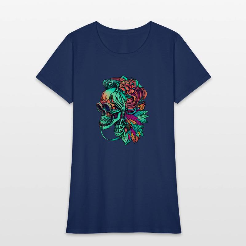 Chic Skull Portrait with Flowing Hair