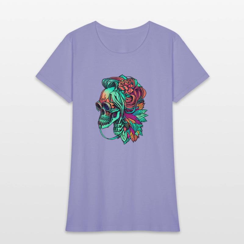 Chic Skull Portrait with Flowing Hair