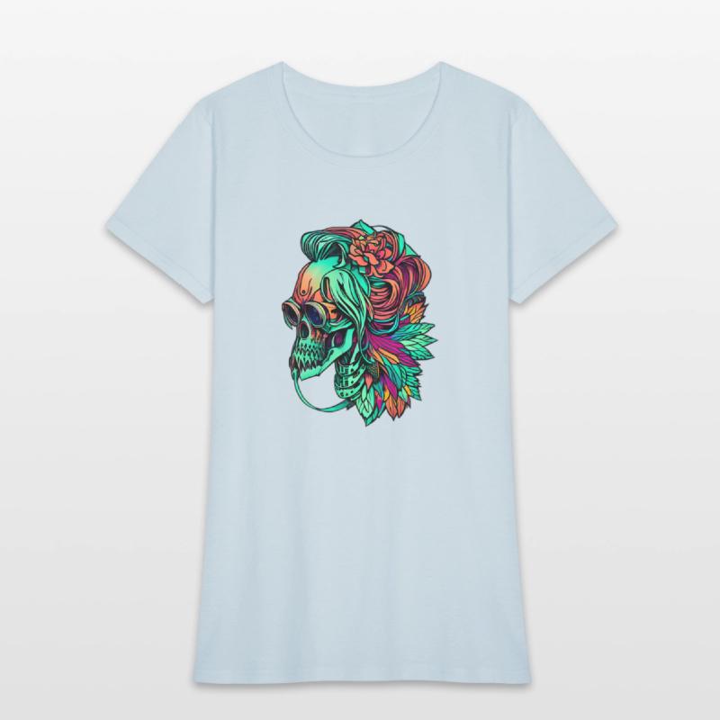 Chic Skull Portrait with Flowing Hair