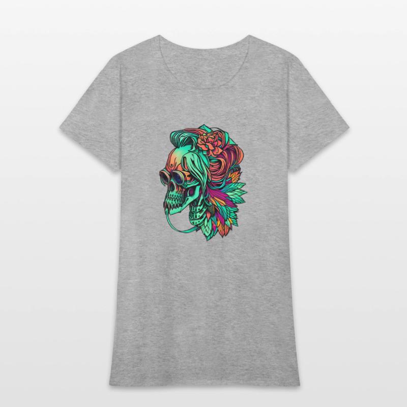 Chic Skull Portrait with Flowing Hair