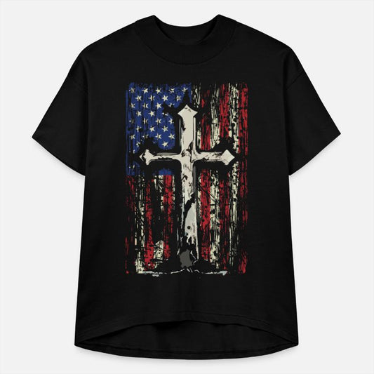 Christ Cross American Flag Grunge Old