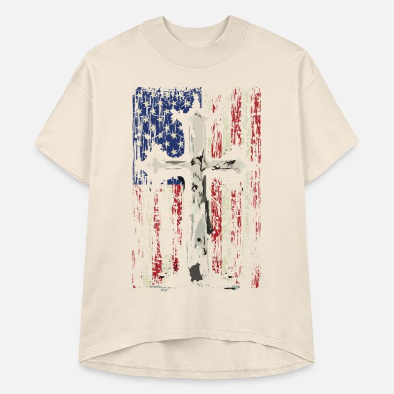 Christ Cross American Flag Grunge Old