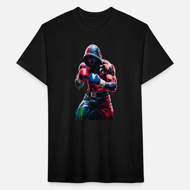 Colorful Boxer in Action with Hoodie and Gloves