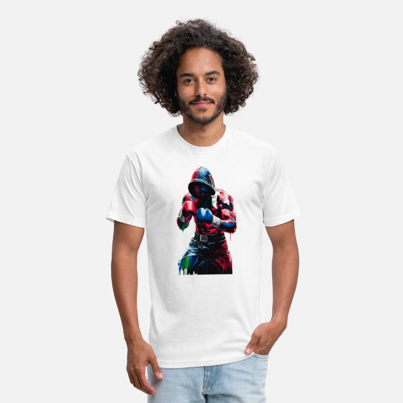 Colorful Boxer in Action with Hoodie and Gloves