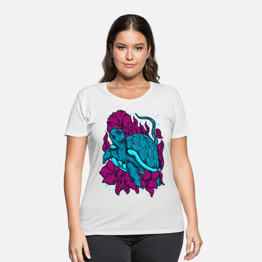 Colorful Sea Turtle Under Water Seaweed