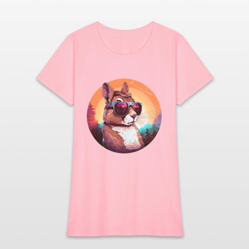 Cool Rabbit in Sunset: Amazed Bunny with