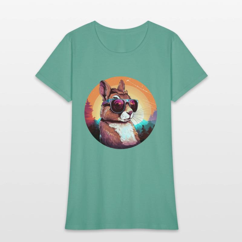 Cool Rabbit in Sunset: Amazed Bunny with