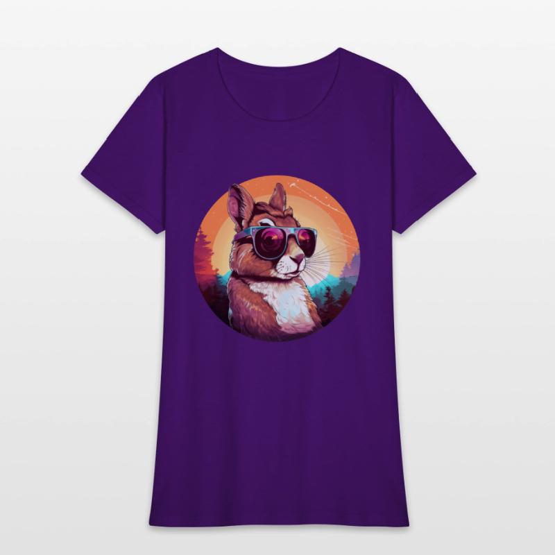 Cool Rabbit in Sunset: Amazed Bunny with