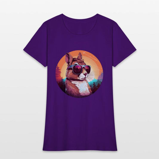 Cool Rabbit in Sunset: Amazed Bunny with