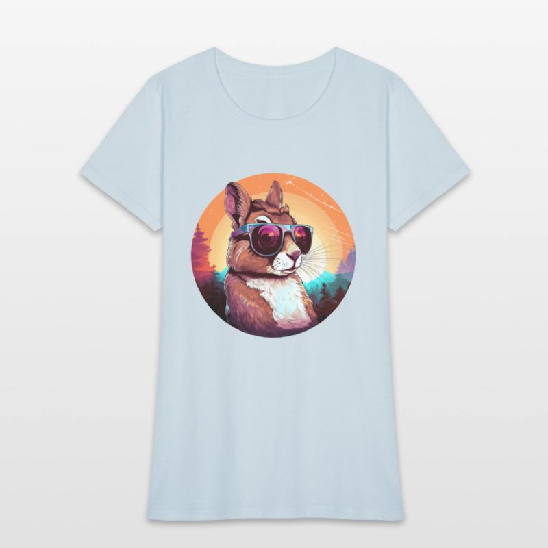 Cool Rabbit in Sunset: Amazed Bunny with