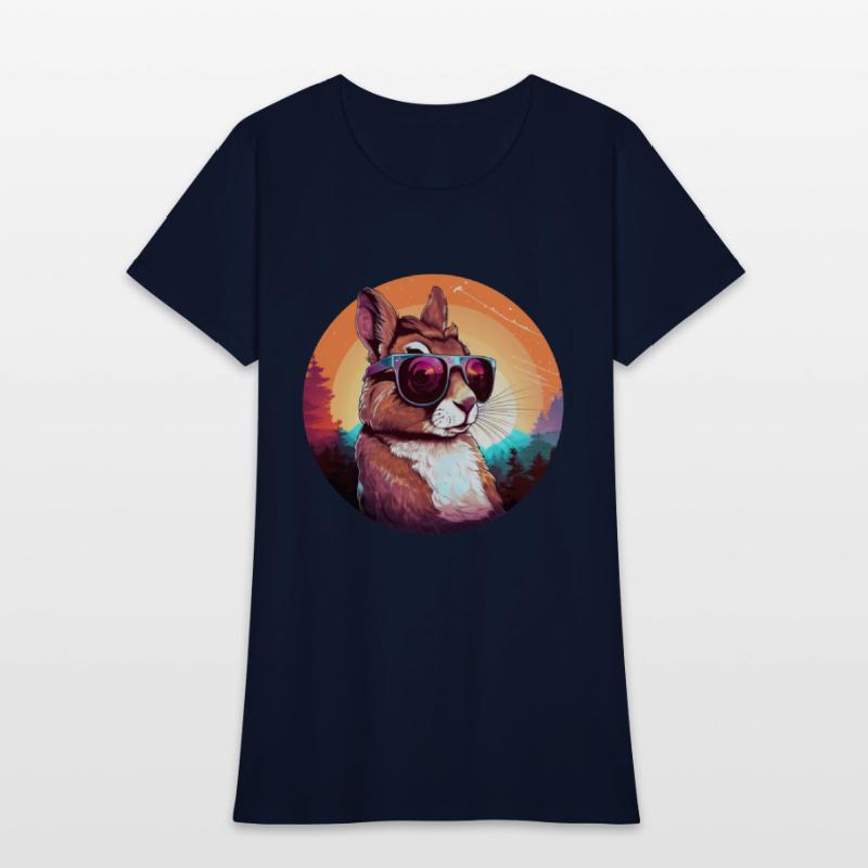 Cool Rabbit in Sunset: Amazed Bunny with